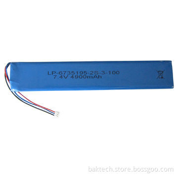 Lithium Polymer Battery Pack with 7.4V Voltage, 4,900mAh Capacity